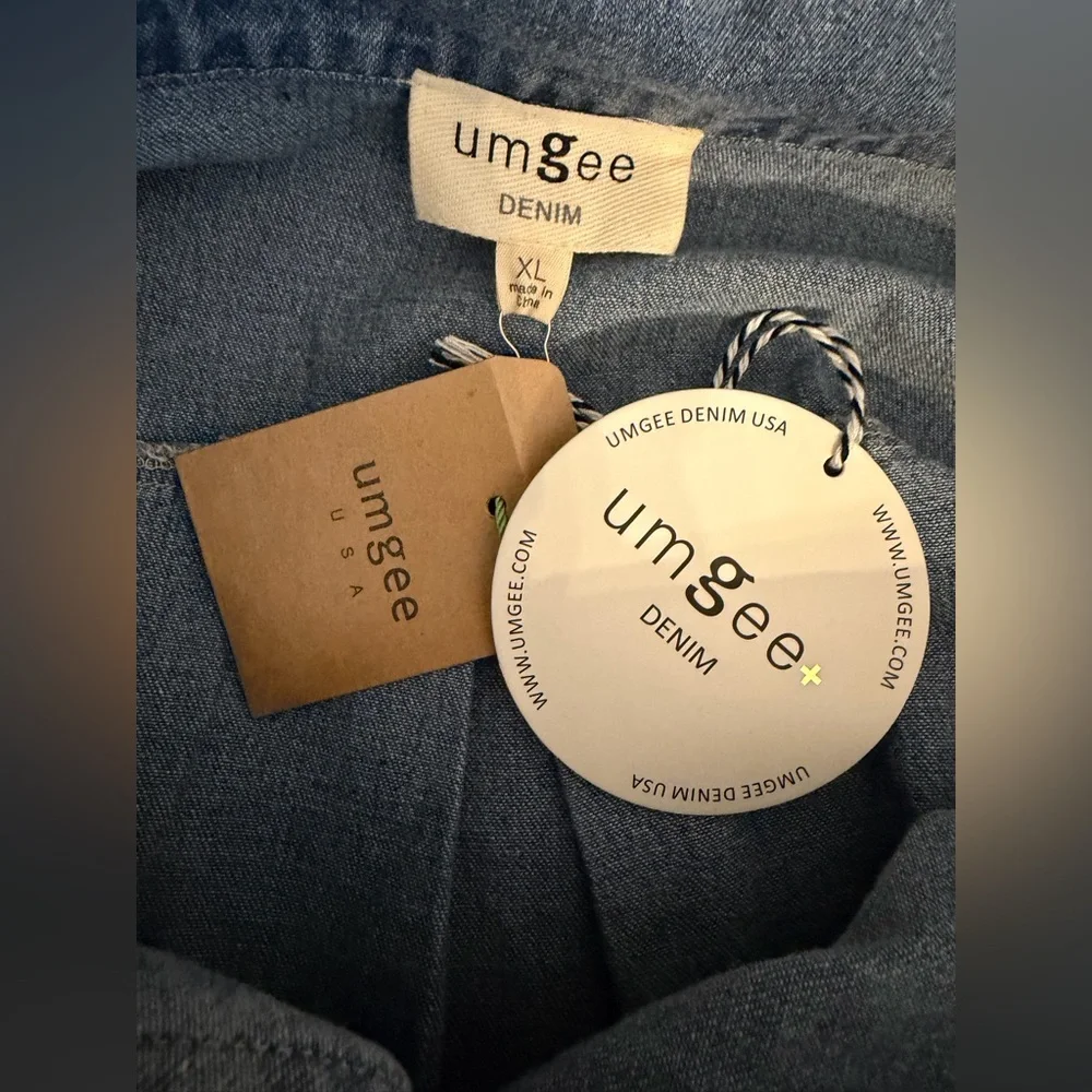 Umgee ⭐️ Denim Button Front Shirt Dress XL NWT Frayed Hem Oversized ✨ - Picture 6 of 8